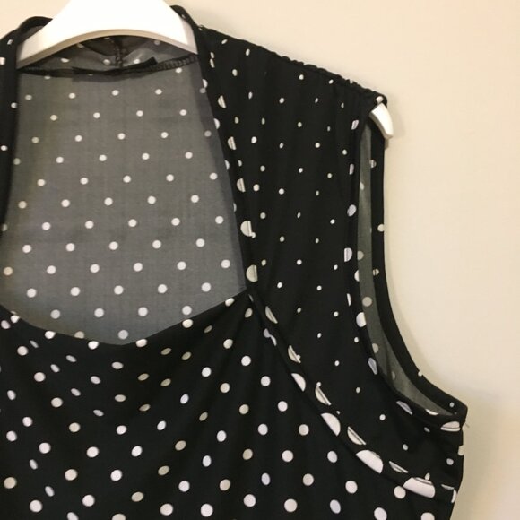 Comic Book B&W Polka Dot Shrug Shoulder Sleeveless Top - Picture 4 of 15